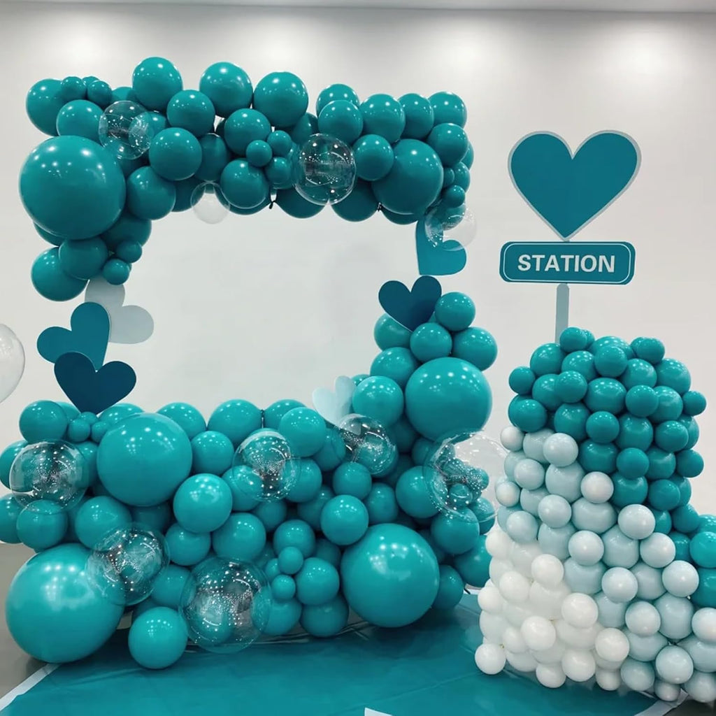 Voircoloria Peacock Blue Balloon Garland Kit - 130pcs Latex Balloons in Various Sizes for Parties & Celebrations