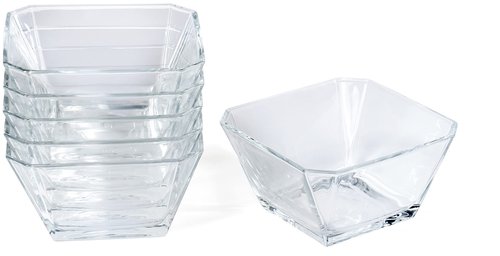 Red Co. London 10.25 Oz Tapered Clear Glass Mini Serving Bowl Set of 6 for Desserts, Snacks, Sauces