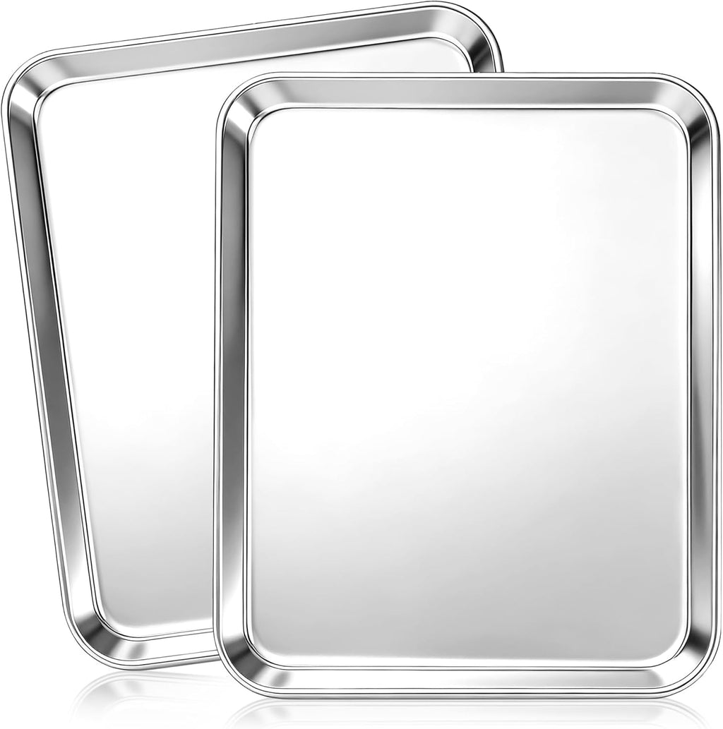 Onader Large Baking Sheet | 18 x 13 Inch Stainless Steel Cookie Pan Set - Dishwasher Safe, 2-Pack