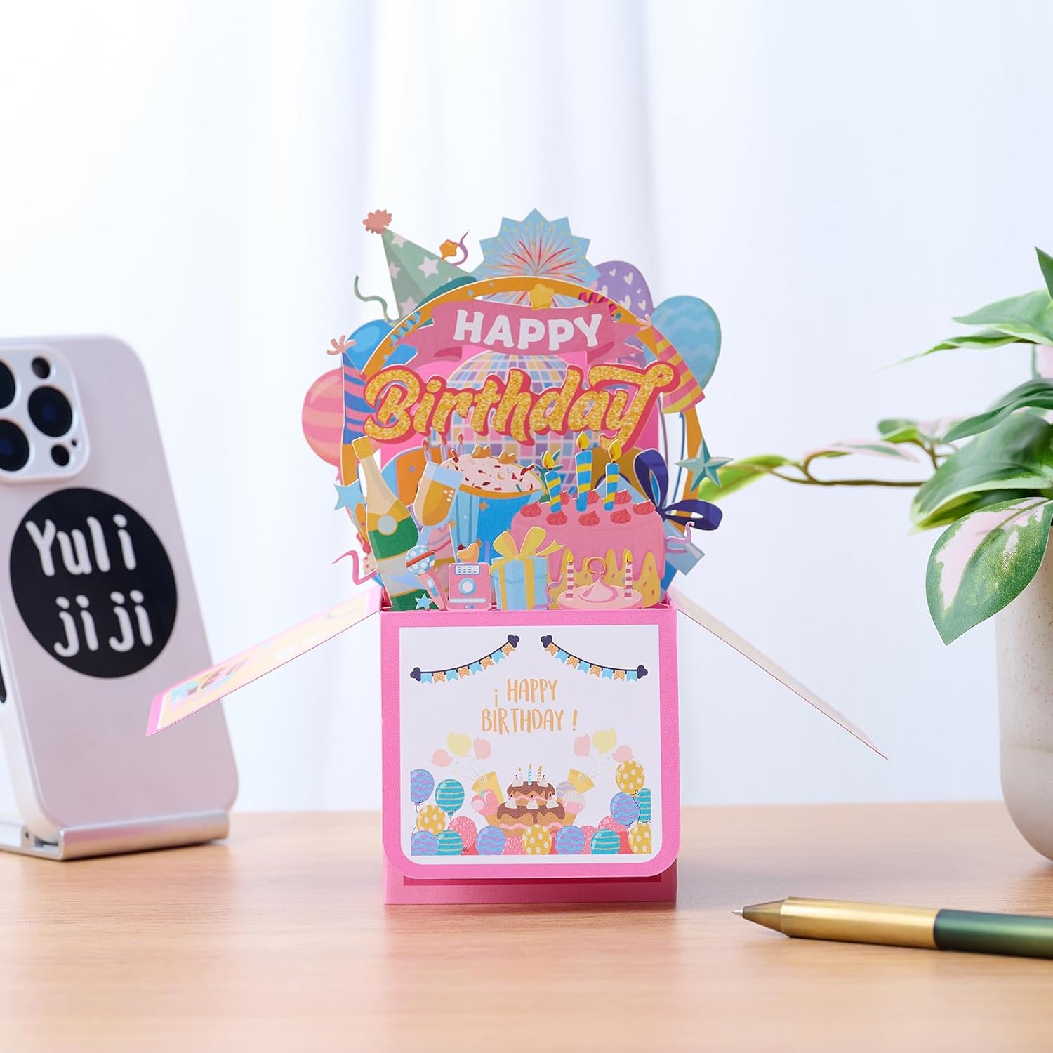 3D Pop Up Birthday Card - Unique Handmade Cake Design Gift Box for All Ages | 6.5 x 7.5 Inches
