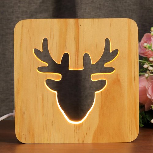 Led Baby Child Nursery Night Light Bedside Home Decor Lamp, Room Decor Night Lights for Kids and Adults, Lamps for Bedroom Living Room 3D Shadow Lamp-Deer