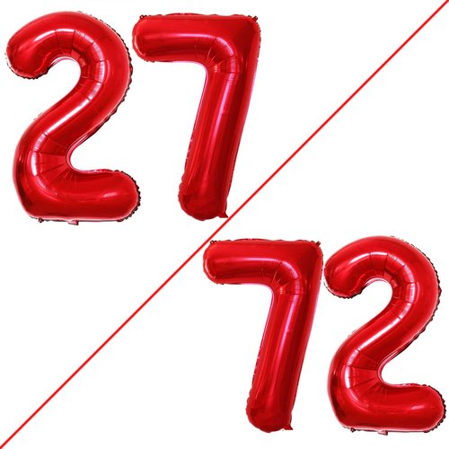 GOER 27th Birthday Balloons - Jumbo 42 Inch Foil Helium Decorations in Red | Perfect for Celebrations