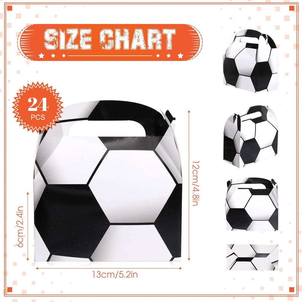 Nezyo 24 Pack Sports Themed Birthday Party Supplies - Football & Soccer Treat Boxes | Gift Bags for Baby Showers