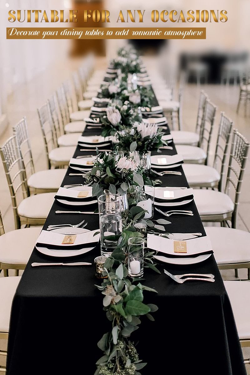Showgeous 8 Pack Black Round Tablecloth 120 Inch Polyester Table Cloth for Tables - Washable Decorative Fabric Covers for Wedding, Dining, Party, Banquet, Buffet