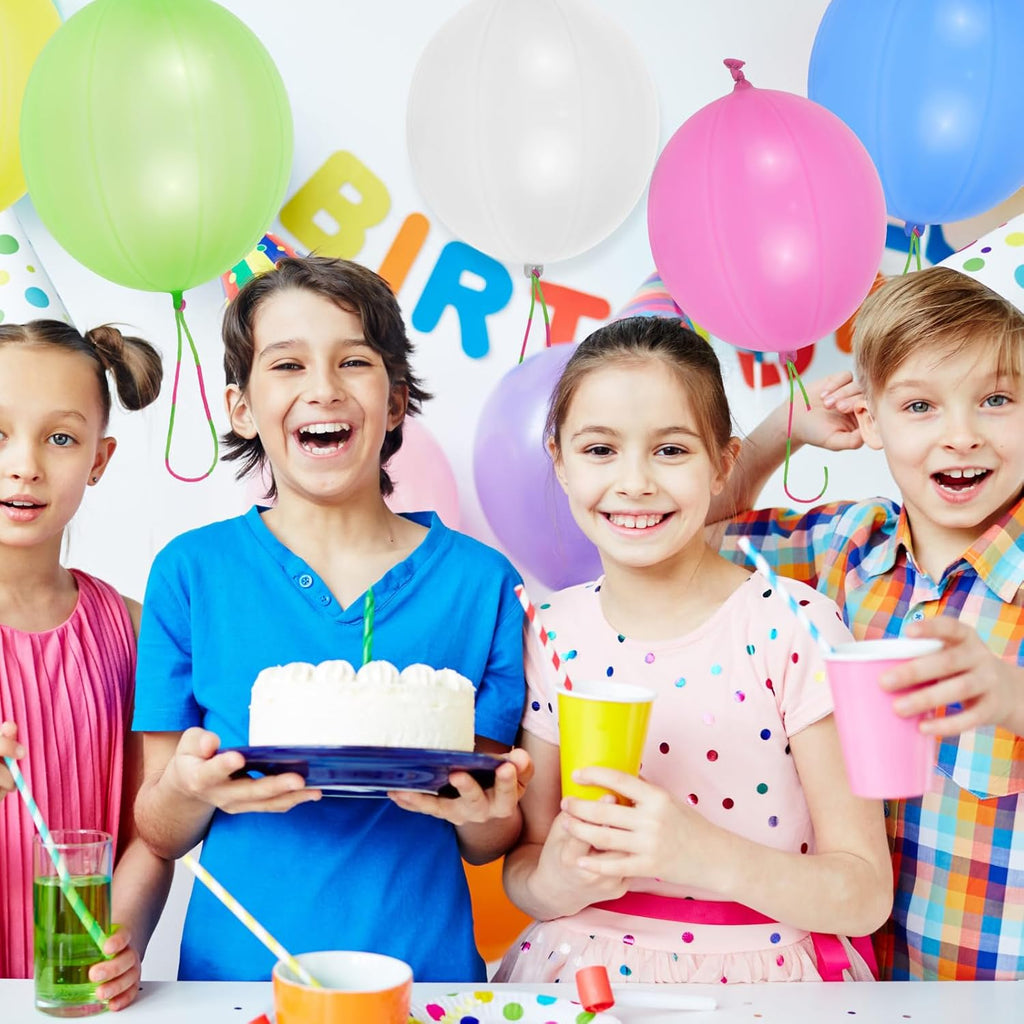 Neon Punch Balloons - Heavy Duty Party Favors for Kids | 40-Pack Easter Basket Stuffers & Sensory Toys