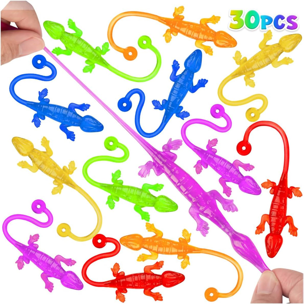 Skiennix 30 PCS Sticky Gecko Toys - Stretchable Lizard-Shaped Party Favors & Classroom Prizes
