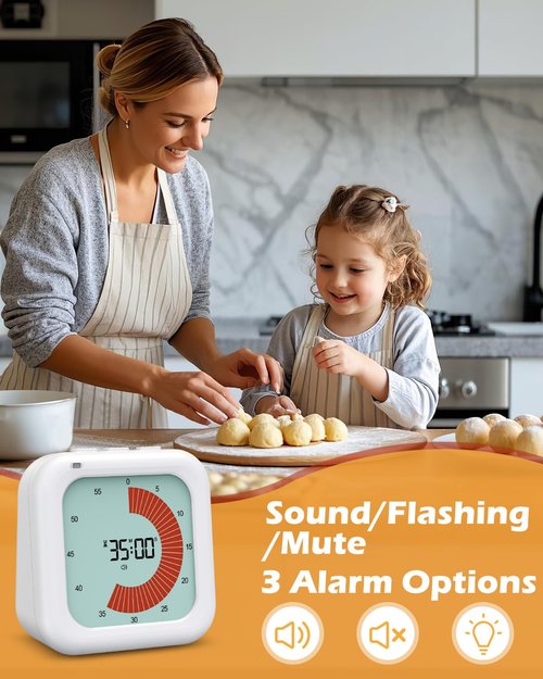 PENTASPI Visual Timer for Kids, 60 Minutes Countdown Kids Timer Visual, Classroom Digital Timer, Teaching Time Management Tool Silent Operation for Homeschool Supplies Study Kids Adults Office Kitchen