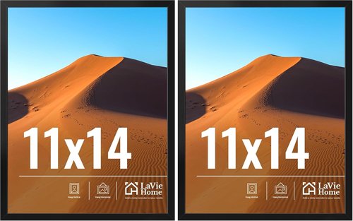 LaVie Home 11x14 Picture Frame - Black HD Plexiglas Display Frame for Vertical/Horizontal Use | 2 Pack