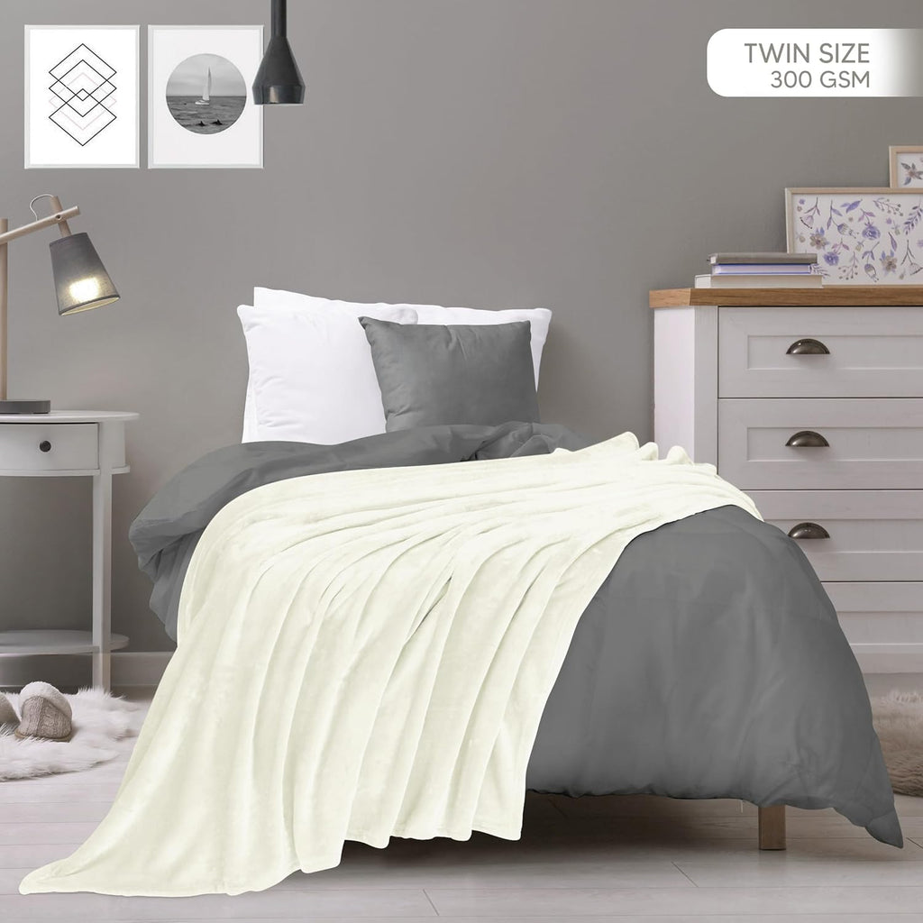 Utopia Bedding Fleece Blanket - Ultra Soft & Lightweight Twin Size Ivory (60x80 Inches) | Cozy All-Season Home Decor Gift