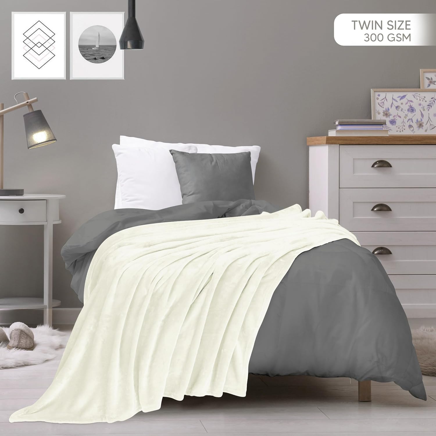 Utopia Bedding Fleece Blanket - Ultra Soft & Lightweight Twin Size Ivory (60x80 Inches) | Cozy All-Season Home Decor Gift