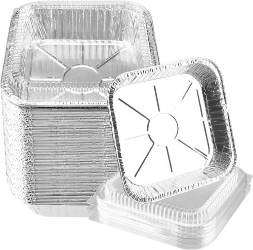 Aluminum Foil Pans - 40 Pack 7.8" x 7.8" Disposable Containers with Clear Lids for Cooking & Baking