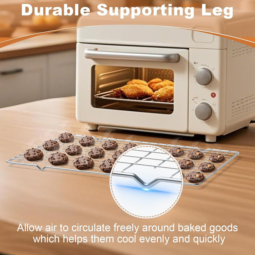 TOPCJ Cooling Rack - 2PCS Heavy Duty Stainless Steel Baking Rack | 10”x15” Non-Stick Grilling & Roasting