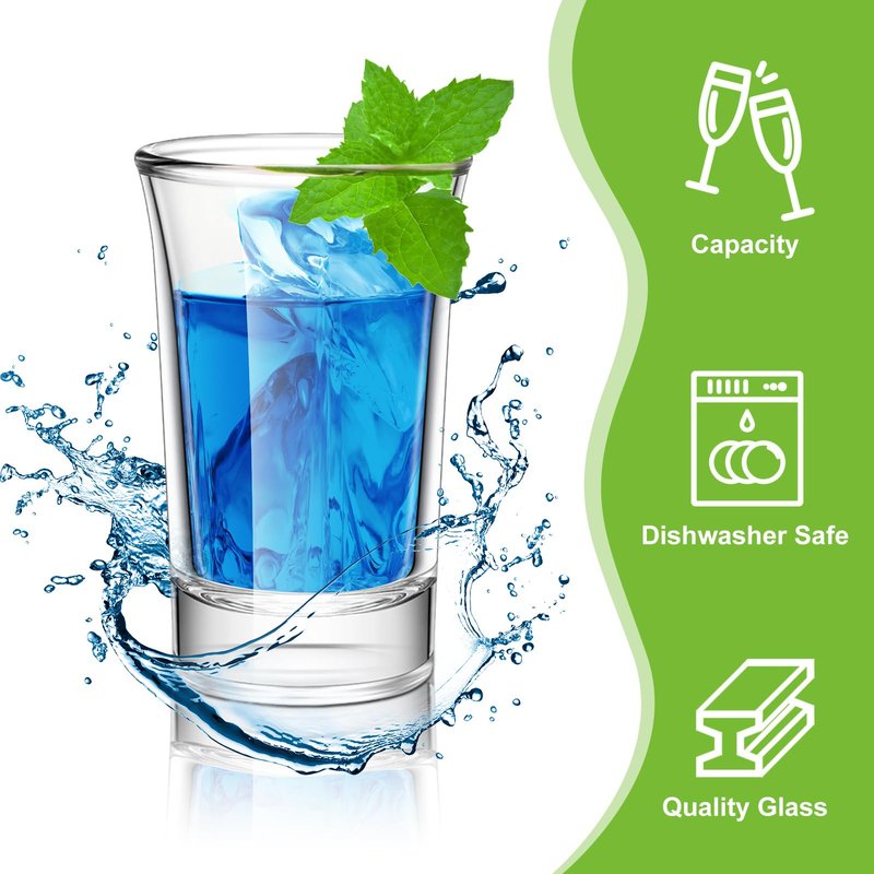 Geosar 100 Pieces Clear Short Shot Glasses Bulk 1.5 oz Mini Round Shot Glasses Heavy Base Small Glass Cups for Wedding Party, Water, Juice, Milk, Coffee, Drinking(Novelty Style)
