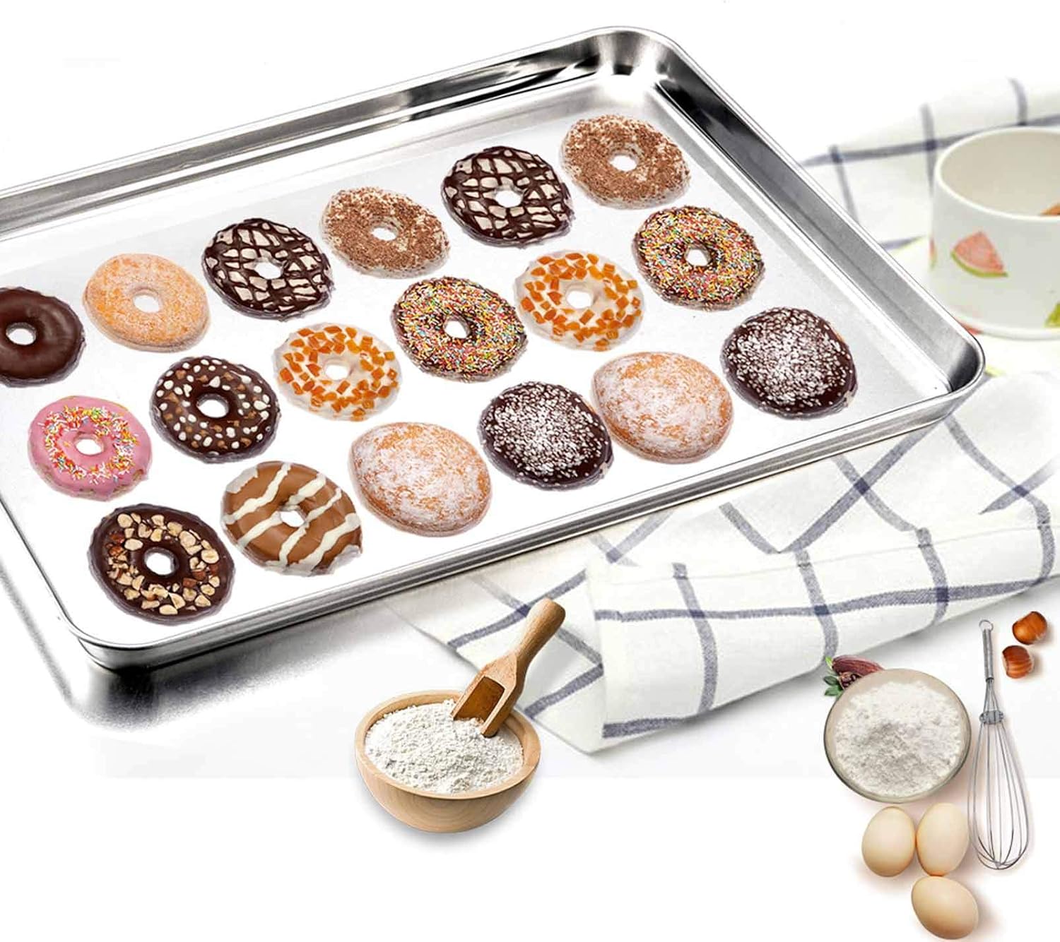 TeamFar Stainless Steel Baking Sheet Set - Large 17.6’’ x 13’’ Half Cookie Pans | Non-Toxic, Easy Clean, Dishwasher Safe