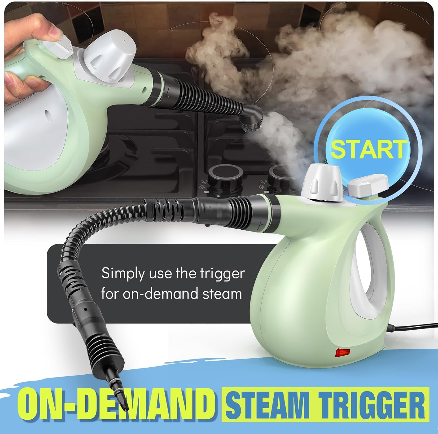 Skiennix Steam Cleaner - Powerful Handheld Pressurized Steamer with 11-Pc Set | Chemical-Free Multi-Surface Cleaning for Furniture, Upholstery, Grout, Couch & Car