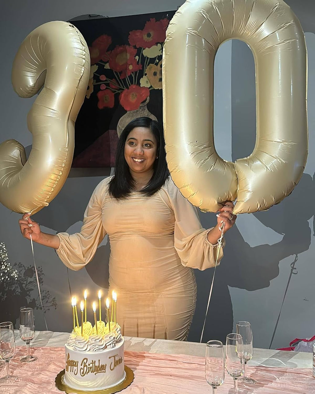 Number 4 Balloon by Cream - 40 Inch Giant Foil Balloon for 4th Birthday Party Decorations