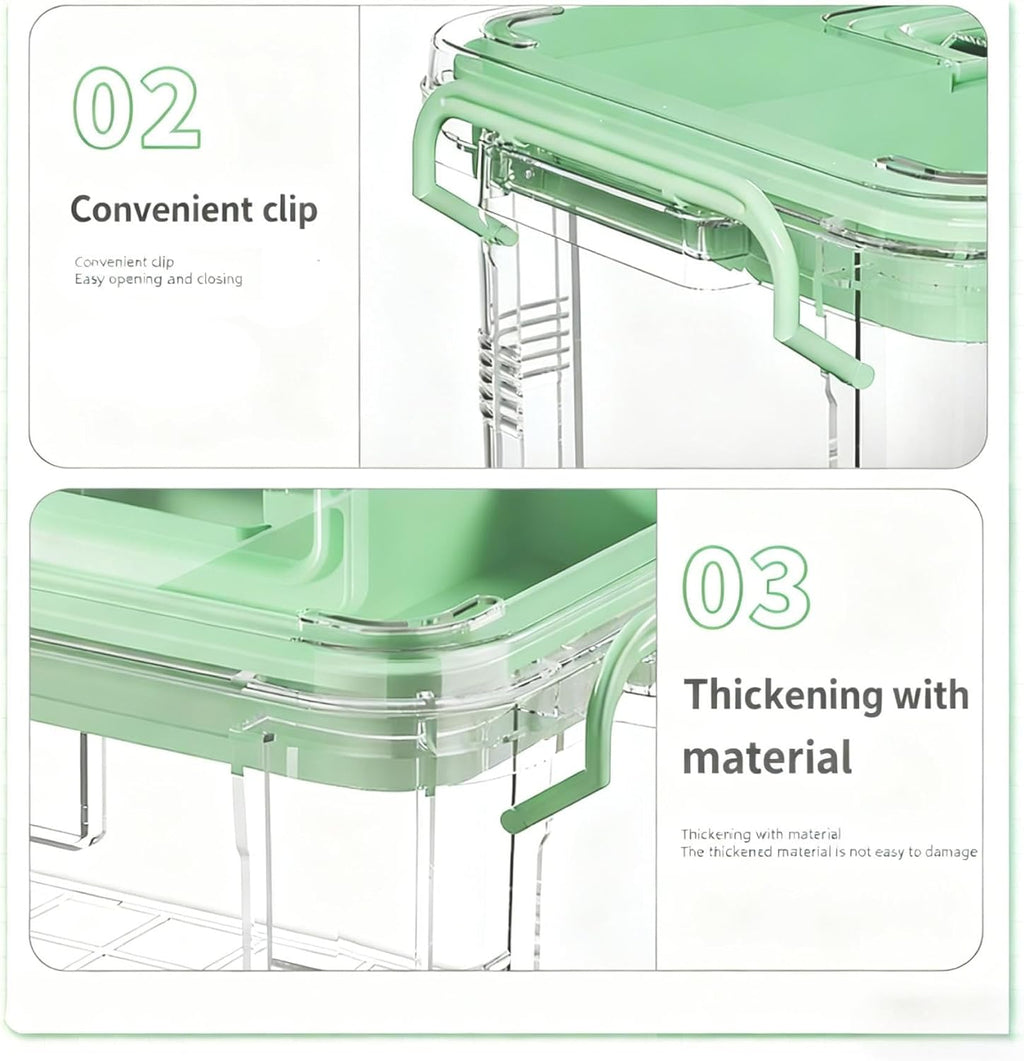 UNITED FLAMES Clear Medicine Storage Box - 2-Pack First Aid Organizer with Locking Lid & Removable Tray