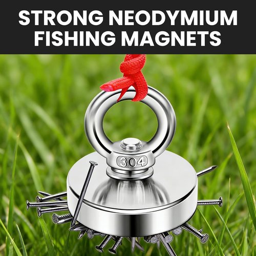 DIYMAG Neodymium Fishing Magnet - 350 Lbs Pulling Force | 1.97 Inch Eyebolt for River Retrieval