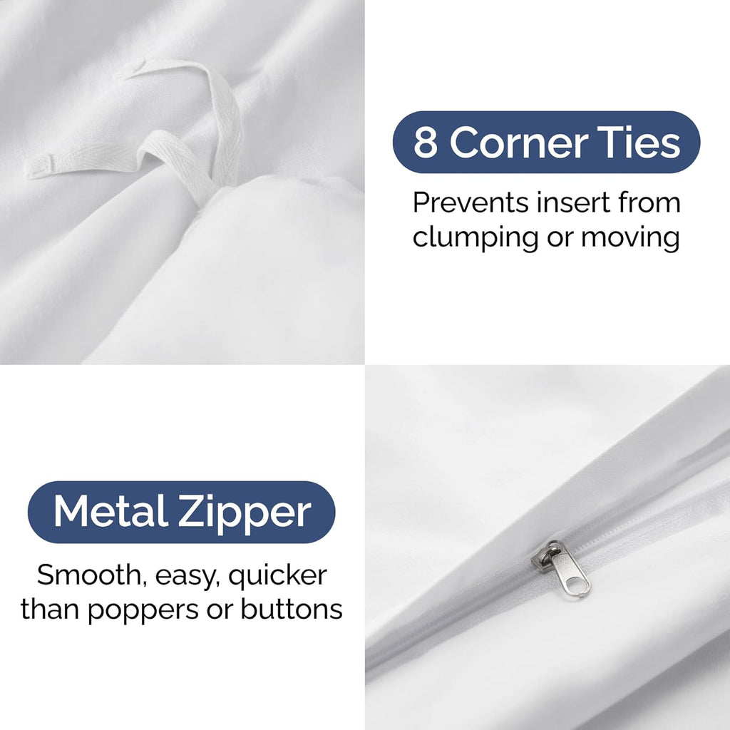 Skiennix King Duvet Cover Set - Extra Soft Hotel Luxury 104" x 90" with 2 Pillow Shams - Easy Care, Fade-Free & Cozy (White)