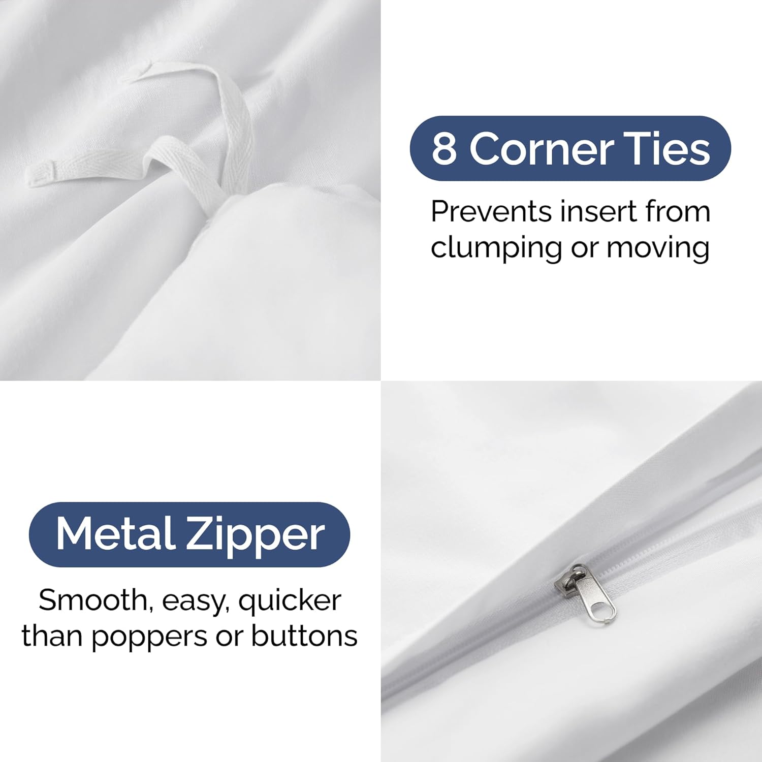 Skiennix King Duvet Cover Set - Extra Soft Hotel Luxury 104" x 90" with 2 Pillow Shams - Easy Care, Fade-Free & Cozy (White)