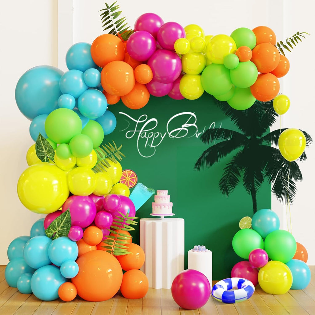 Skiennix Tropical Balloon Arch Kit - 119 Pcs Hawaiian Latex Balloons for Summer Party Decor