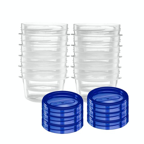 ELEGANT DISPOSABLES Twist Top Deli Containers Food Storage Containers Blue Screw on Lid Reusable Stackable Leakproof Airtight, pack of 10-16 oz containers