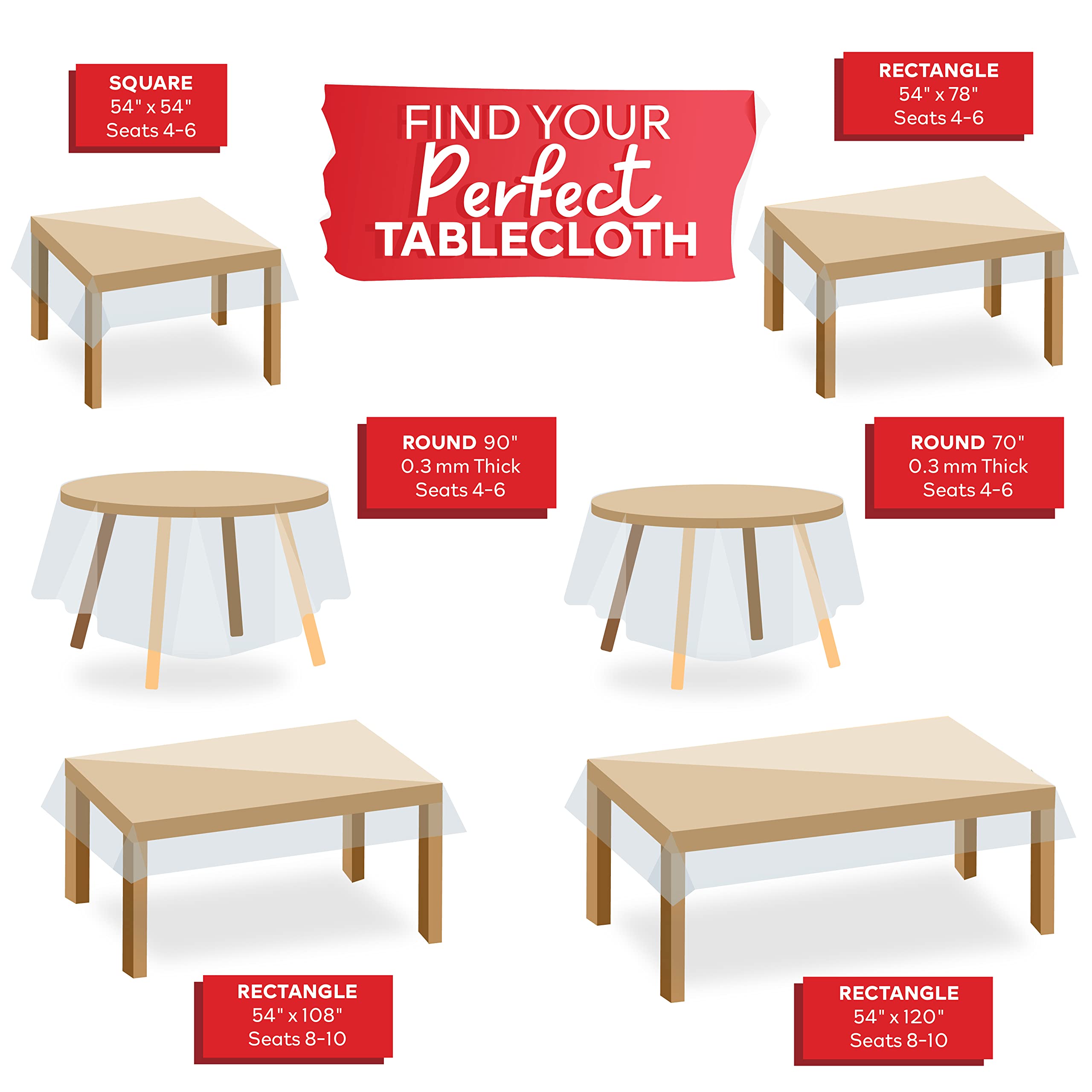 SNDecor Indoor Outdoor Heavy Duty Premium Crystal Clear Vinyl Tablecloth, Waterproof Wipeable Plastic Protector Cover for Tables (White Lace, 60" x 108")