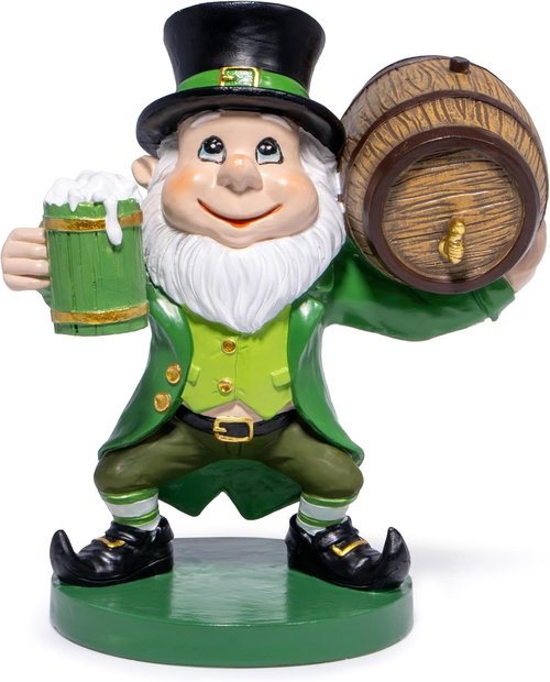 Hodao St. Patrick's Day Gnome Figurine - Festive Resin Sculpture with Pot of Gold | 5.2 Inches Tall