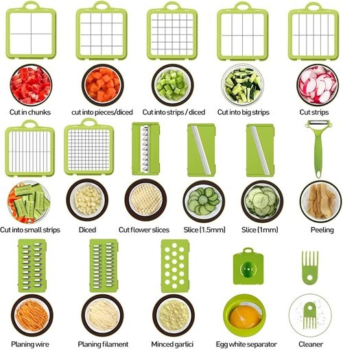 APSARAS USA Pro 18-in-1 Vegetable Chopper - Versatile Food Slicer & Cutter with 1.8L Container for Quick Meal Prep