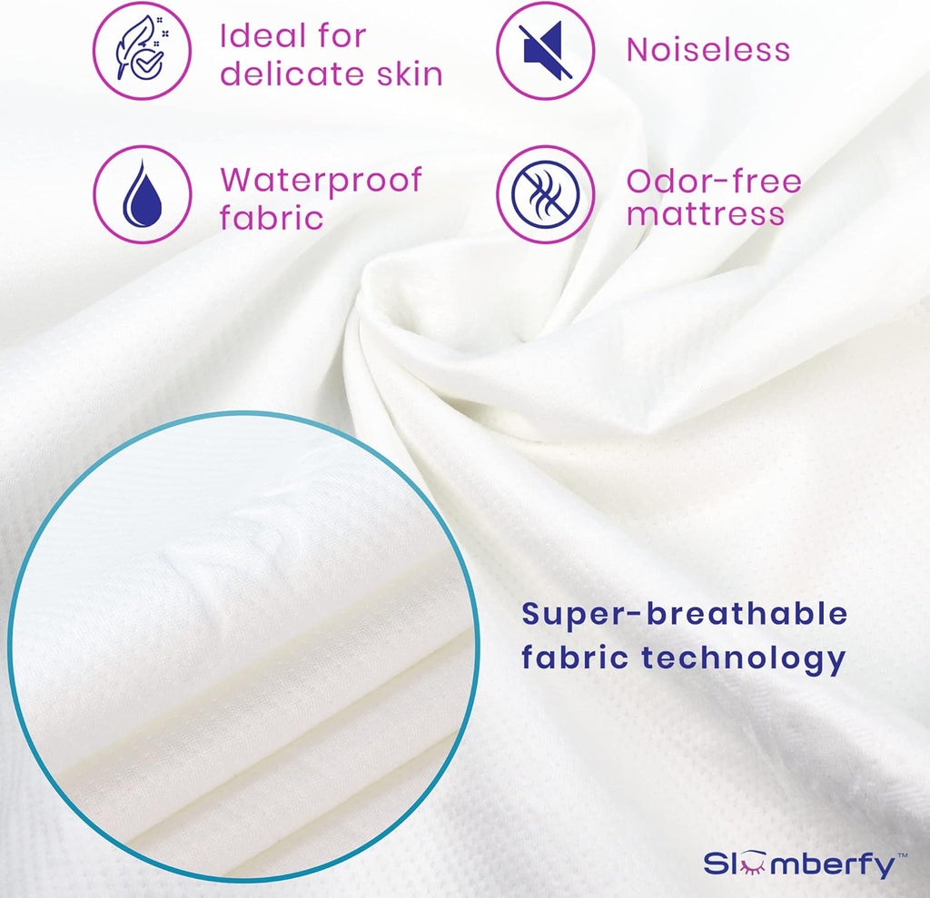 Slumberfy Waterproof Mattress Protector - Hypoallergenic Bamboo Viscose | Natural Breathable Jacquard | Queen Size 60x80”