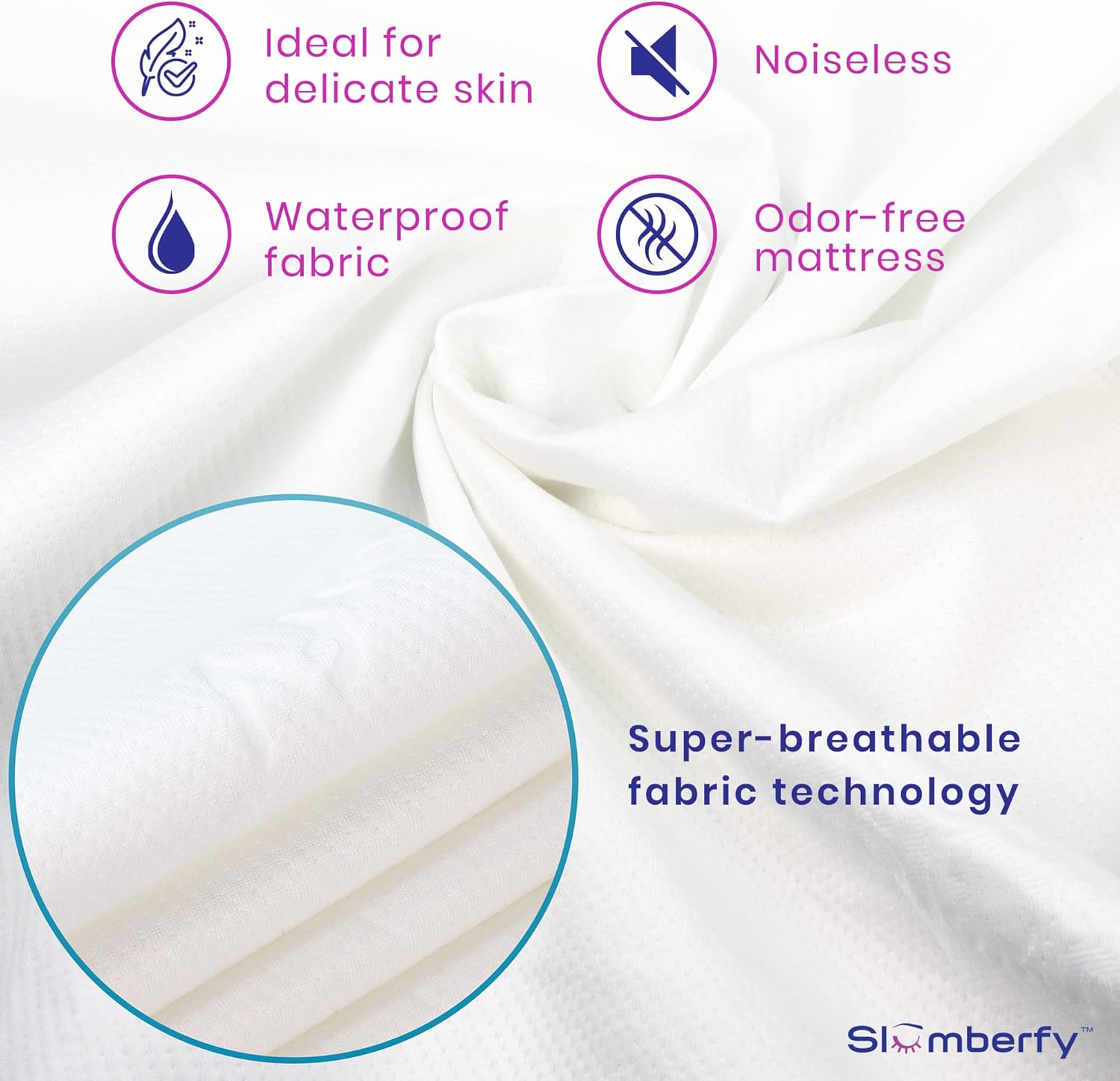 Slumberfy Waterproof Mattress Protector - Hypoallergenic Bamboo Viscose | Natural Breathable Jacquard | Queen Size 60x80”