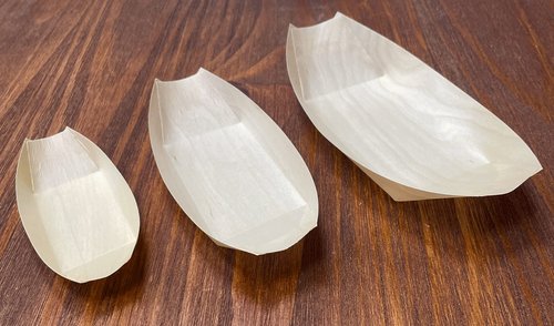 Sanxian Disposable Wood Boat Plates/Dishes (100, 5''Long x 2.4''Widex0.5''High)