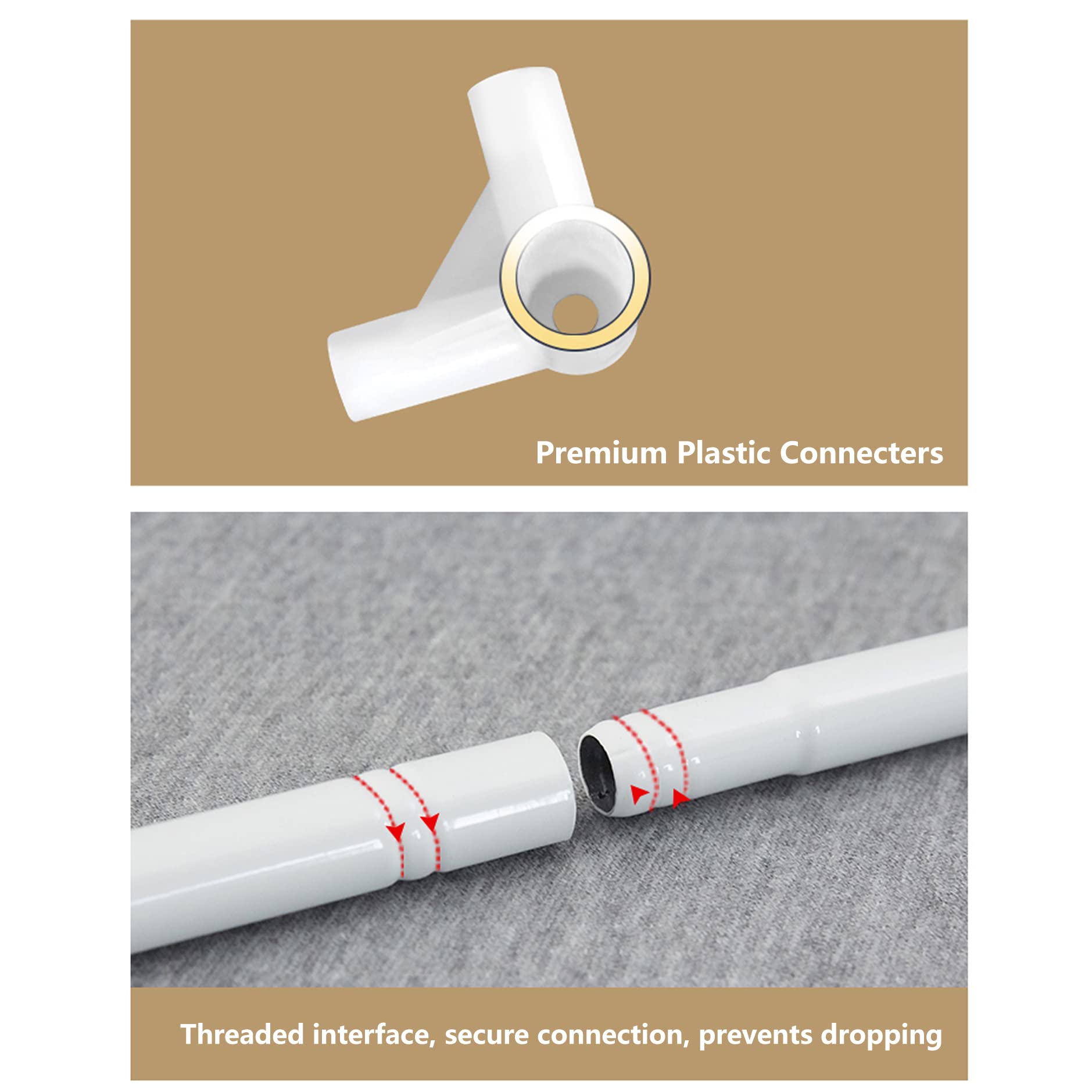 AIKASY Queen Size Canopy Bed Frame with Outer Support, Thickened Metal Poles & Four Corner Brackets, Compatible with Metal/Wood Base for Bedroom Decor (White)