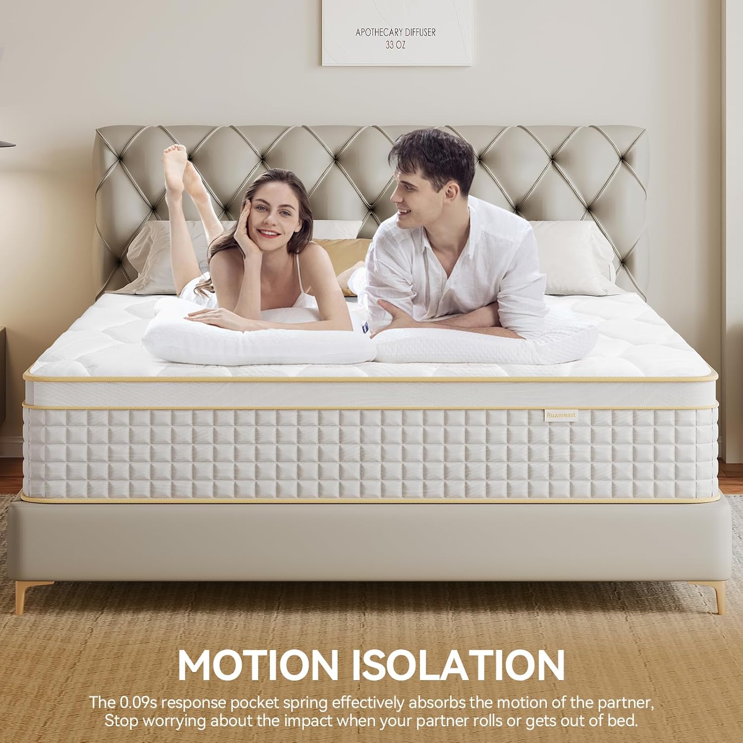 Queen Mattress - 12 Inch Hybrid Design with Memory Foam & Pocket Springs | Medium Firm, Pressure Relief