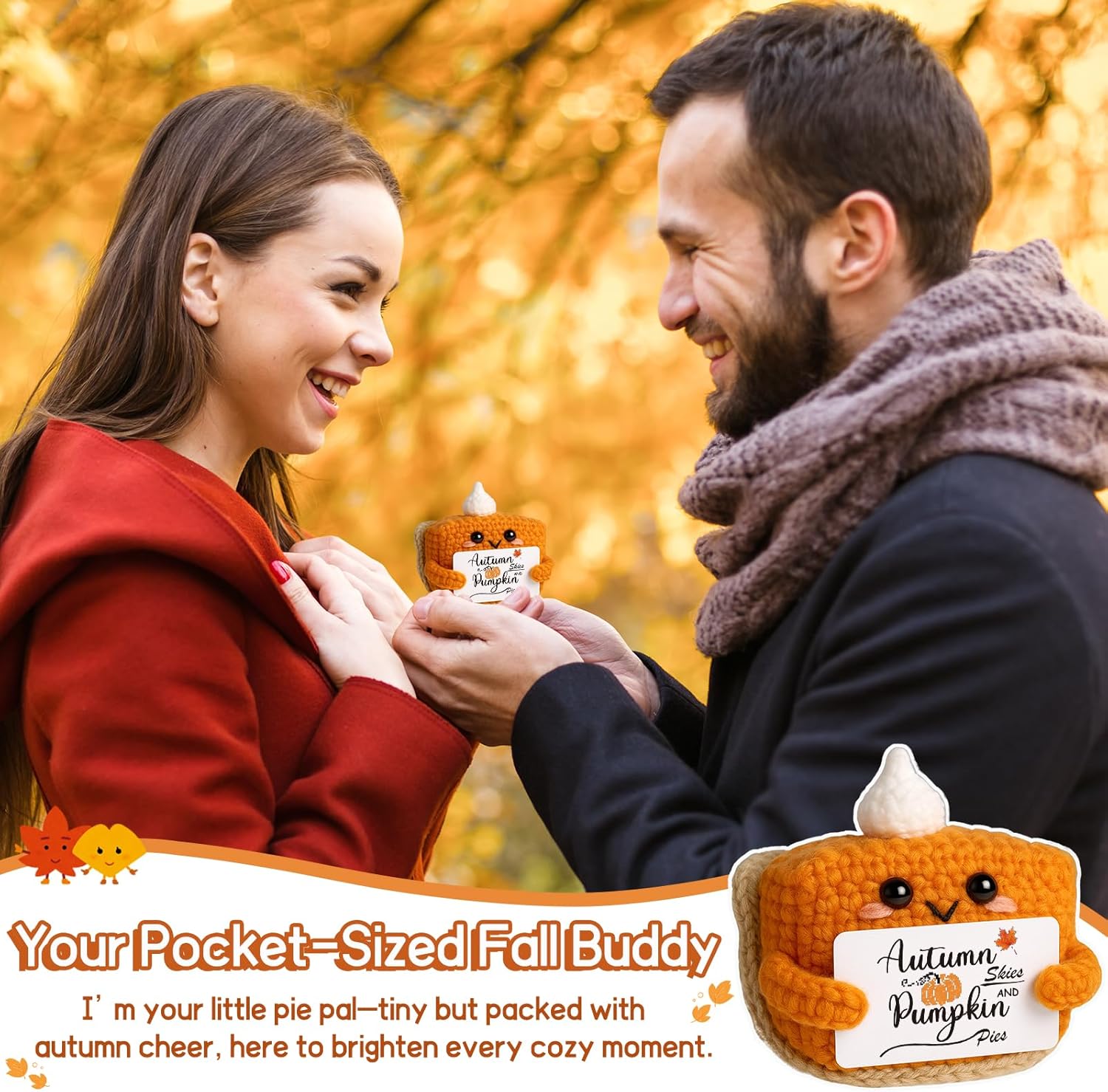 Skiennix Mini Pumpkin Pie Crochet Doll - Cute Fall Decor for Thanksgiving | Plush Autumn Gift