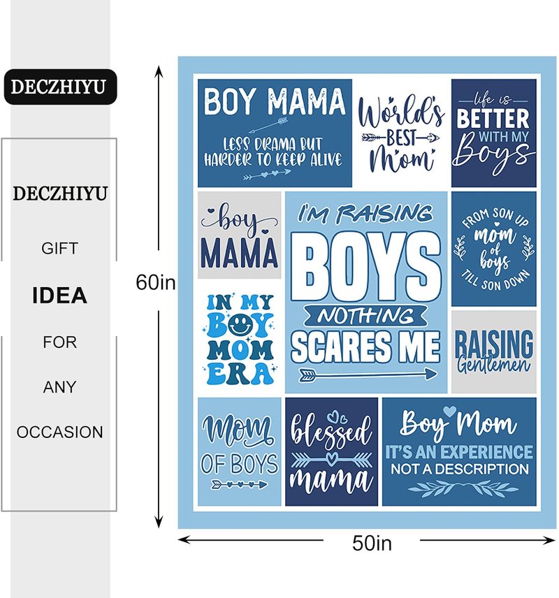 Boy Mom Gifts from Son - Mothers Day Mom Gifts for Birthday Valentines Day Christmas - Mothers Gift Ideas - World Best Mama Gift from Son - 60"x50" Soft Flannel Blanket Present for Mama