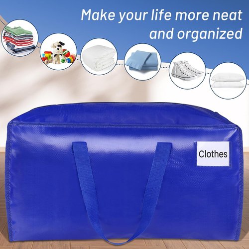 BlissTotes Heavy-Duty Moving Bags - Extra Large Collapsible Storage Totes | 125L, 4-Pack with Tag Pockets