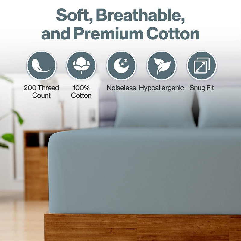 Superity Luxurious Hotel Quality RV Fitted Sheet 100% Cotton Ultra Soft, Skin-Friendly & Hypoallergenic Deep Pocket Fits 12 Mattress Easy Care & Snug Fit (RV Size 48 x 75)