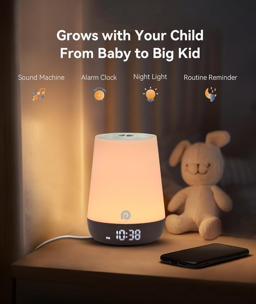 Dreamegg Nite 1 - Baby Sound Machine with Night Light & Sleep Trainer | 34 Soothing Sounds, App Control