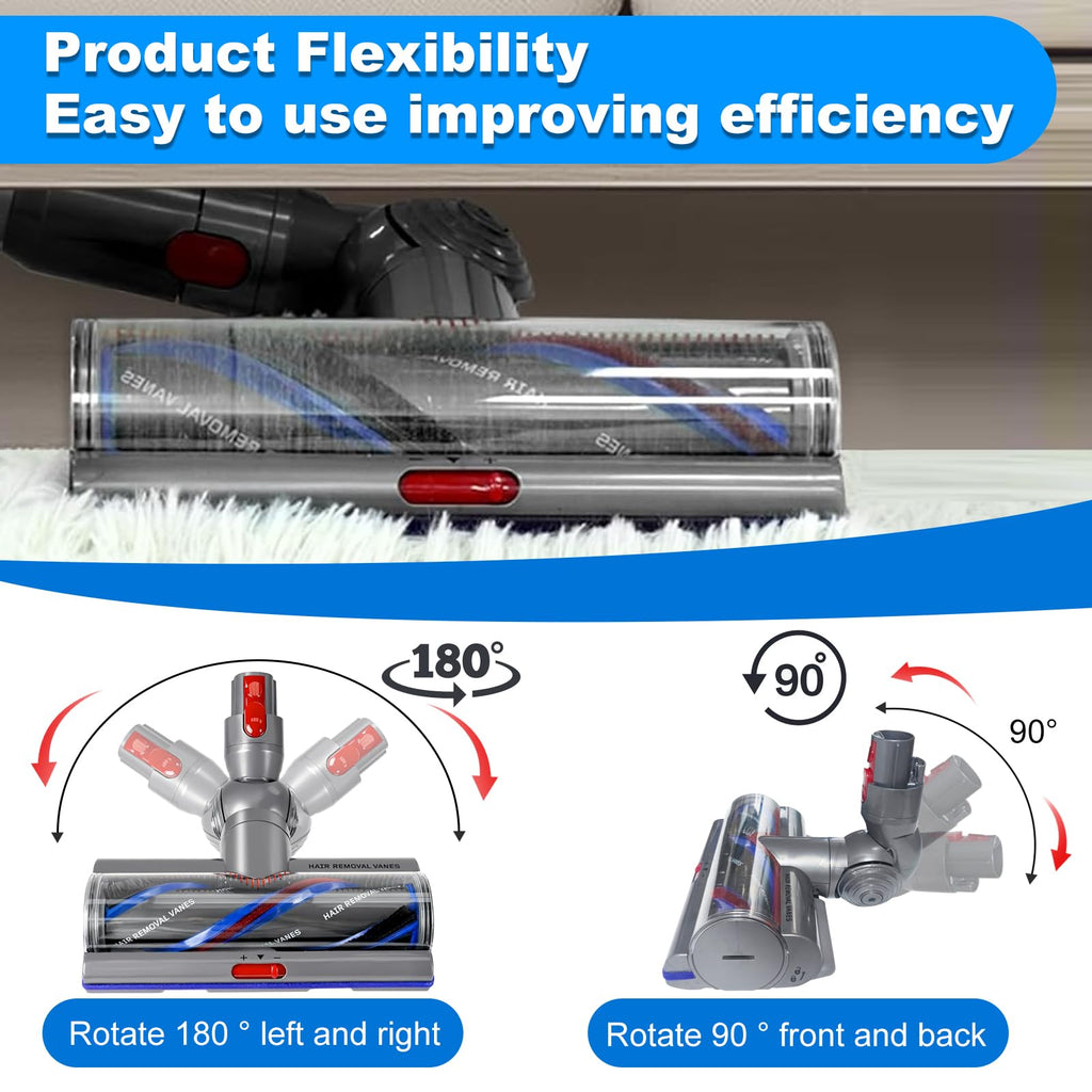 High Torque Brush Head Replacement for Dyson V7 V8 V10 V11 V15 Anti-Tangle Vacuum Head with Adjustable Suction Power Motorhead Attachment and Parts for Carpets & Hard Floors,Parts No. 970100-04 & 05