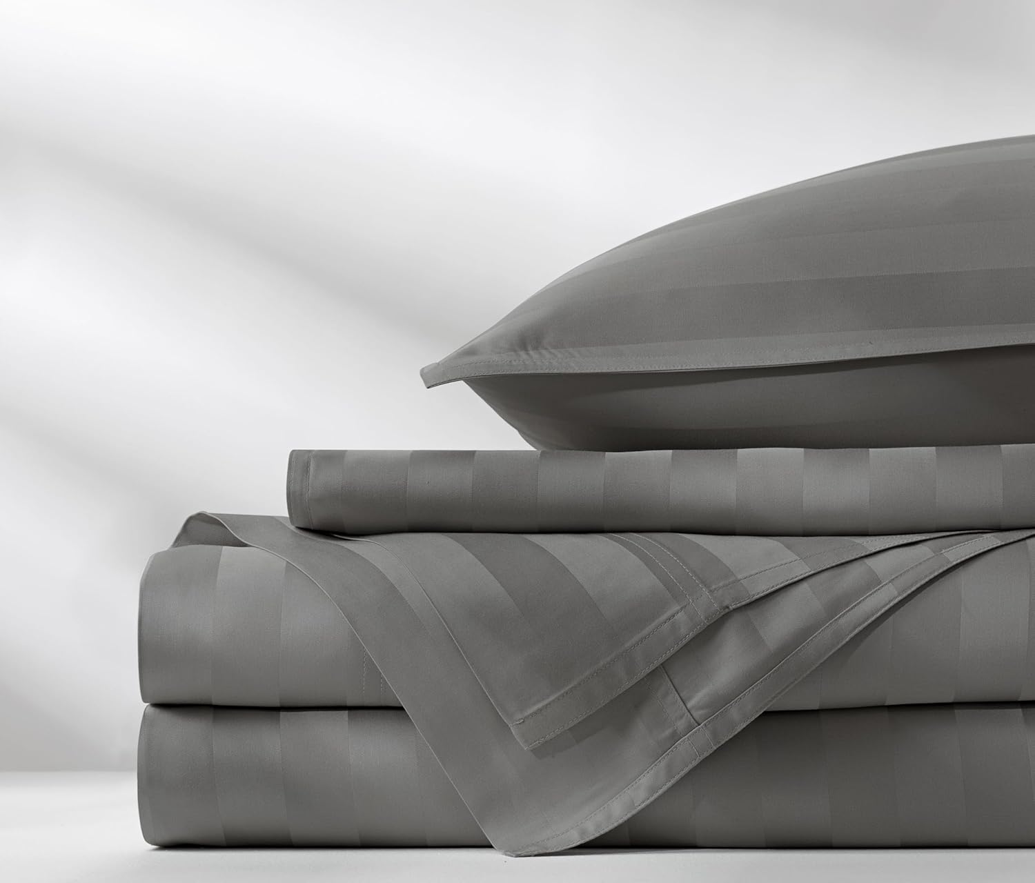 Pure Bamboo King Sheets - Luxuriously Soft 100% Organic Viscose Bed Sheet Set | Cooling Jacquard Stone