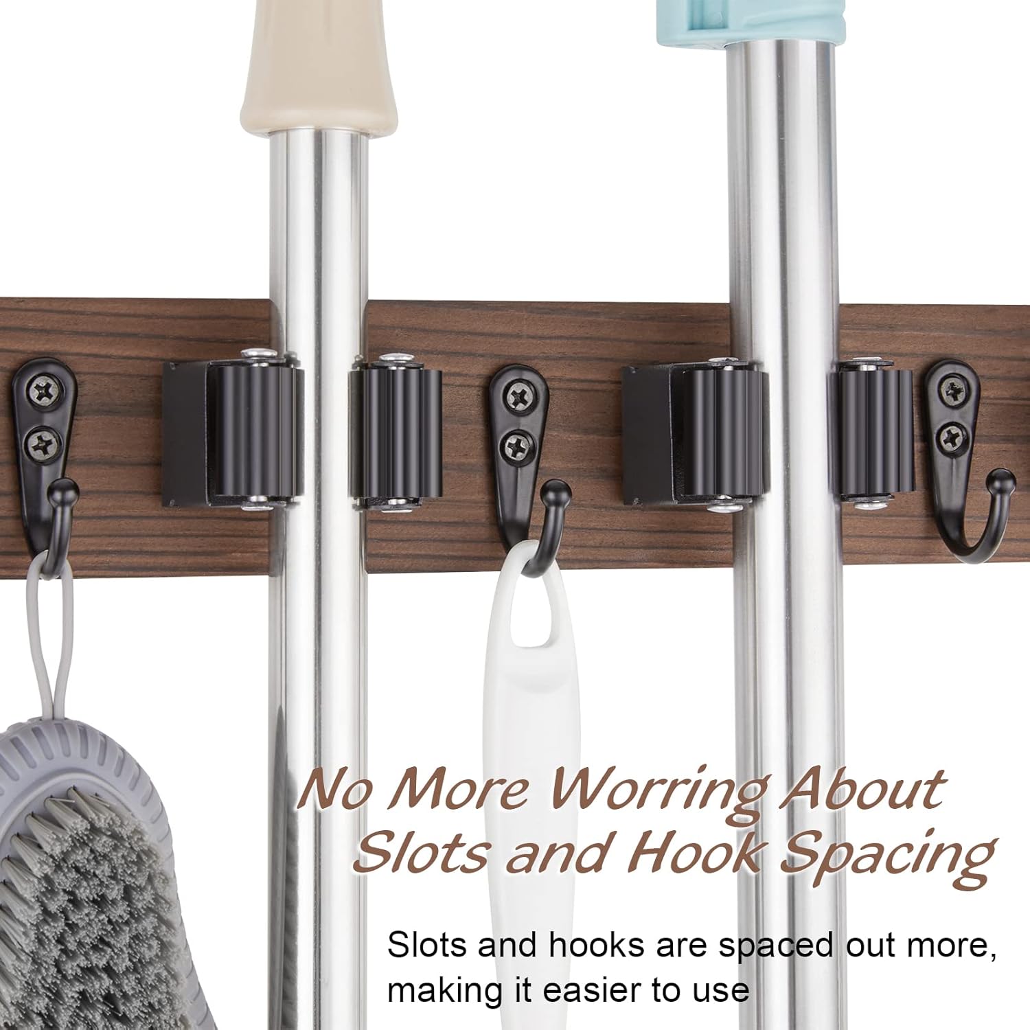OUTNILI Broom Holder - Wall Mounted Coat Rack Bundle for Space-Saving Organization