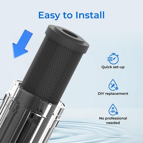 Waterdrop 2.5" x 10" Whole House CTO Carbon Water Filter Cartridge, 1 Micron Carbon Sediment Water Filter Replacement for DuPont® WFPFC8002, Culligan® D-10A, CBC-10, GE® FXWTC, GXWH20T, Pack of 4