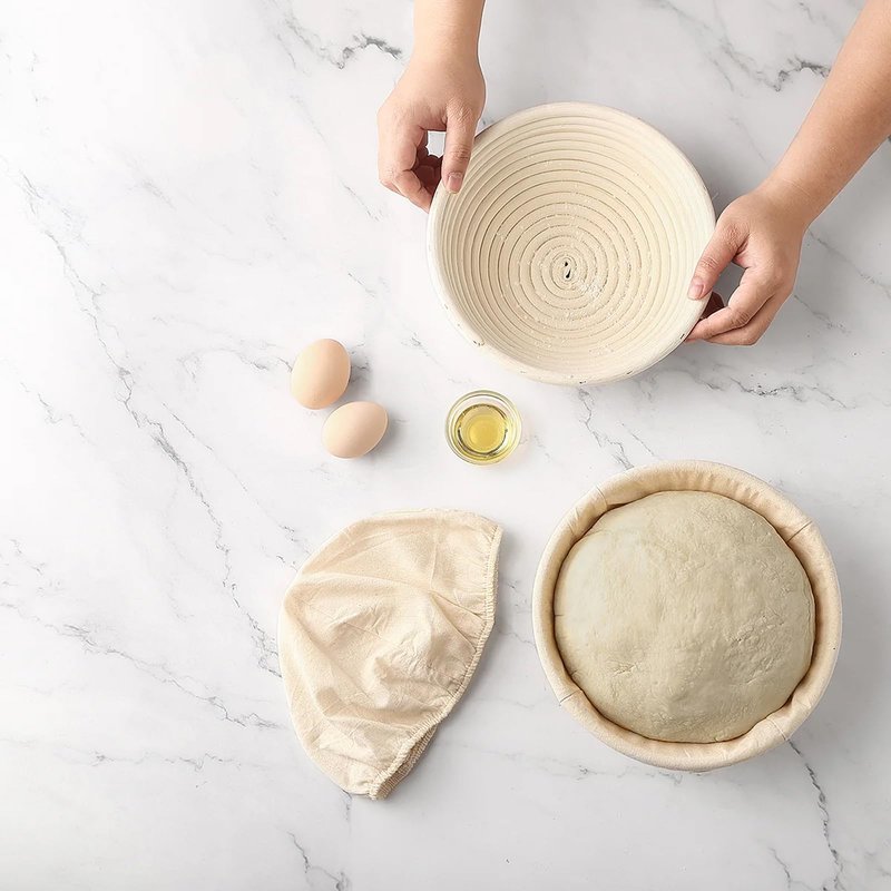 Ineyger Proofing Basket - 9 inch Banneton Bread Proofing Baskets Set of 2 Banneton Basket Sourdough Proofing Bowls with Liners for Professional & Home Artisan Sourdough Bread Baking Supplies