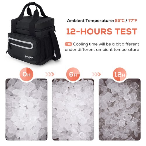 TOURIT Large Lunch Bag 14L Insulated Lunch Box Lunch Cooler for Men&Women Work, Black