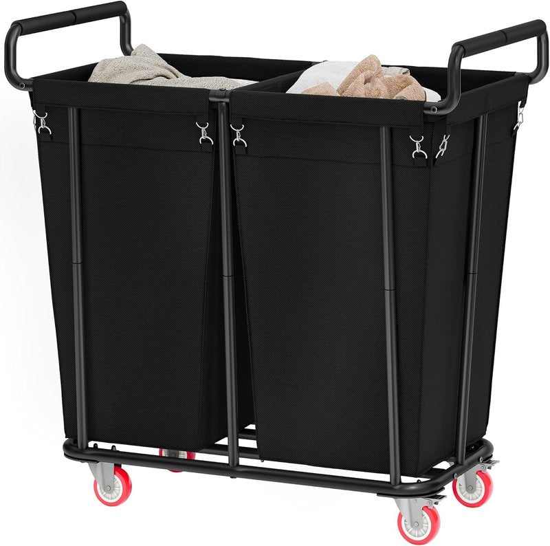 Gewudraw Large Laundry Hamper with Wheels, 2 Bag 360L Big Rolling Laundry Basket Sorter Cart, Extra Large Clothes Hamper, Heavy Duty Laundry Basket Organizer for Laundry Room, Bathroom
