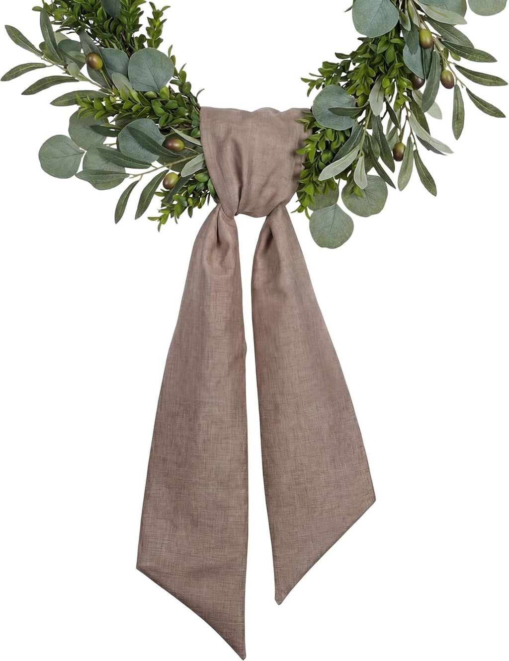 YKW Brown Wreath Sash - 55"x5" Linen Look Blank Ribbon for DIY Embroidery | Rustic Holiday Decor