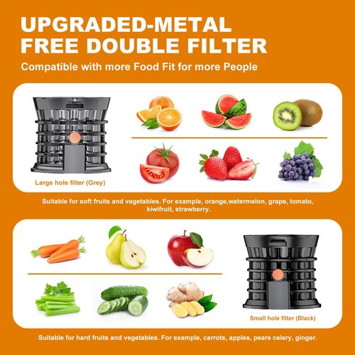Juicer Machines, Cold Press Juicer with 4.2'' Large Feed Chute, Fit Whole Fruit and Vegetable Slow Juice Extractor Machine, 250W Masticating Juicer Easy To Clean, High Juice Yield, BPA Free