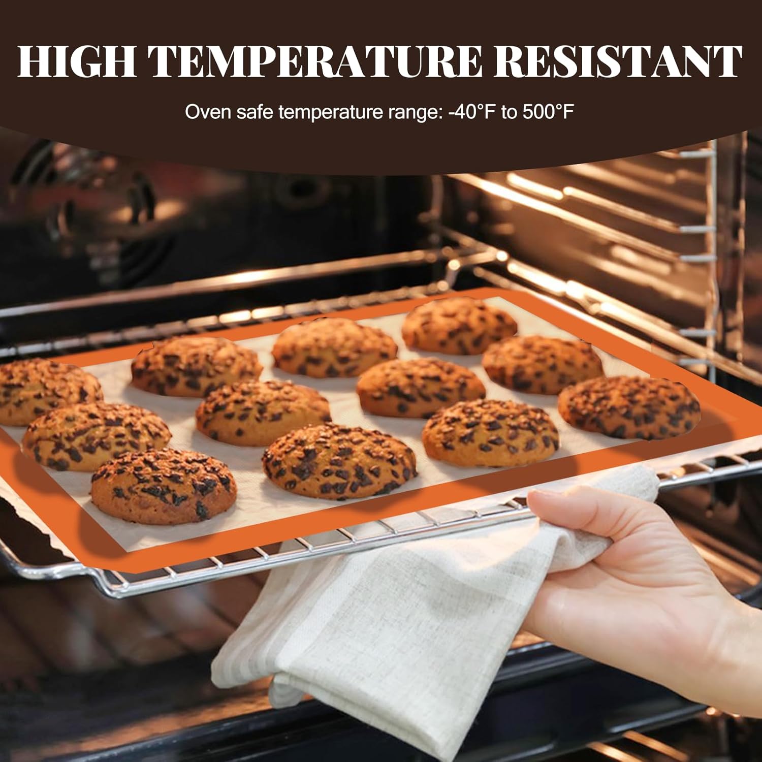 Silicone Baking Mat Set - Non-Stick, Reusable Food Safe Mats for Baking Cookies & Bread