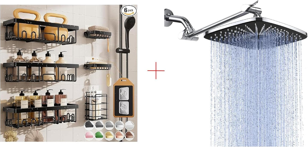 Veken Shower Head - High-Pressure Water Flow & Stylish Shower Caddy | Modern Bathroom Accessory